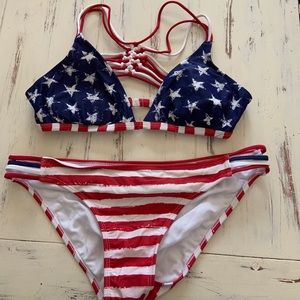 RED WHITE AND BLUE bathing suit!!